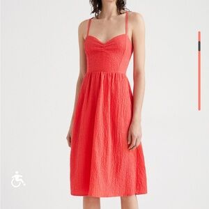 🐦‍🔥🍅☀️Desigual tomato red midi sun dress, lace up corset back, M
